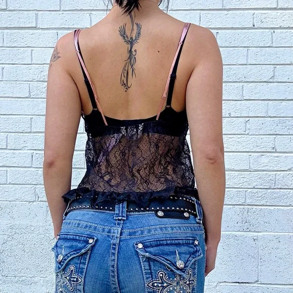 Y2K Victoria’s Secret Black Lace Babydoll Camisole XS Coquette - Picture 3 of 5
